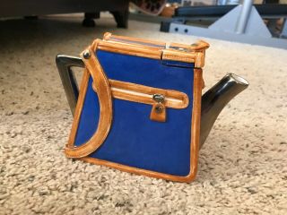 Purse Teapot Ceramic Decorative Small Handbag Bag Blue