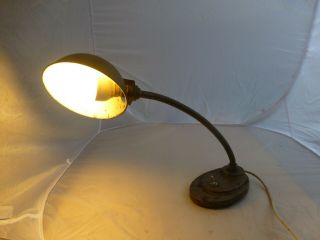 Mid Century Vintage Desk Lamp.  Flexible Swan Neck Metal Industrial Bronze Look,