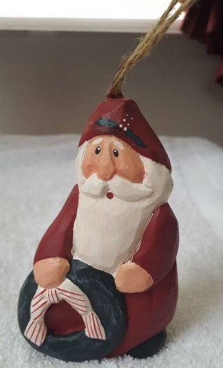 Midwest Of Cannon Falls Eddie Walker Santa With Christmas Wreath Ornament