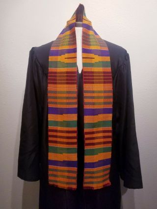 Traditonal Multi - Color African Kente Cloth Stole,  Graduation And Ceremonial