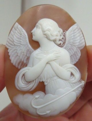 Antique Shell Cameo Of Angel (unmounted) Signed