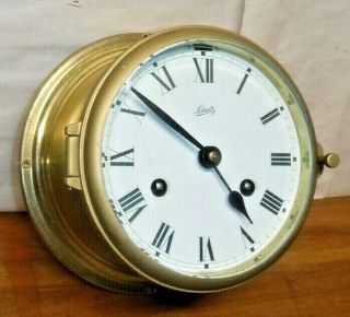 Schatz German Royal Mariner Brass Ship Bells Chime Clock With Key