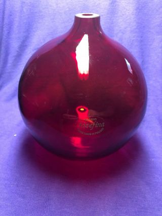 Jozefina Krosno Blown Art Glass Oil Lamp Deep Ruby Red W Sticker Poland
