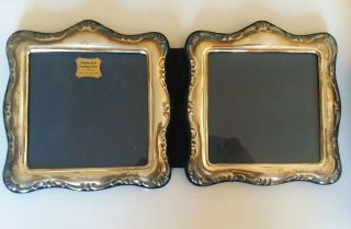 Vintage Hallmarked Sterling Silver Double Picture Frames England Old Stock