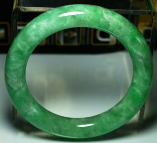 Estate Chinese Natural Icy Floral green Jade Stone Bracelet Bangle 57 mm 2