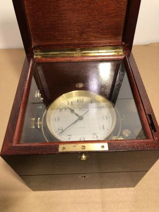 Hamilton Quartz Mariner Q Chronometer Nautical Ship Clock w/ Mahogany Case 3