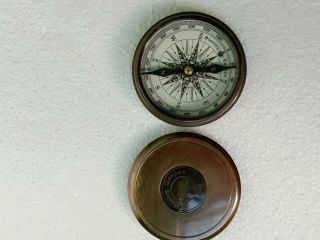 Antique Vintage Brass 3  Stanley London Maritime Compass Good Gift Time