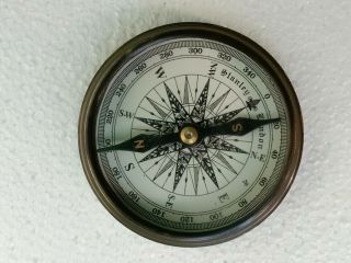 Antique vintage brass 3  stanley london maritime compass good gift time 2