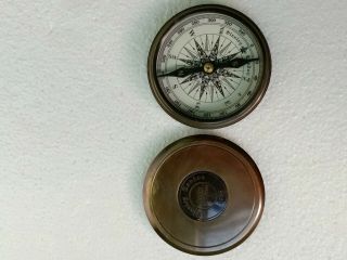 Antique vintage brass 3  stanley london maritime compass good gift time 3