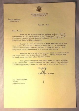 Senator Edward W.  Brooke Iii - Typed Letter Signed 6/13/74