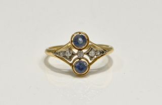 Art Deco 18ct Gold Cornflower Blue Sapphire And Diamond Ring