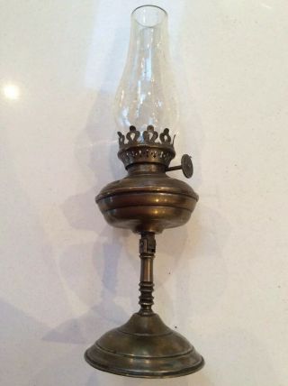 Vintage Brass - Hinged Oil Lamp - Wall Mounted Or Standing - Approx 12”