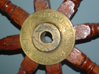 John Hastie & Co.  Ltd Greenock Ship Wheel 8 Spoke Brass & Wood