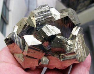Pyrite Brilliant Pentadodecahedral Crystals On Matrix From Peru.  Damage