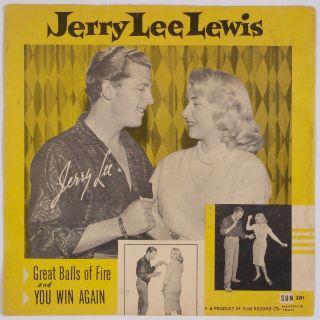 Jerry Lee Lewis: Great Balls Of Fire You Win Again Sun 281 Rockabilly Ps Only 45