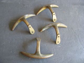 4 Cast Bronze Or Brass Cleats Possibly For A Boat