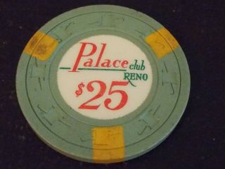 Palace Club Casino $25 Hotel Casino Gaming Chip Reno,  Nv