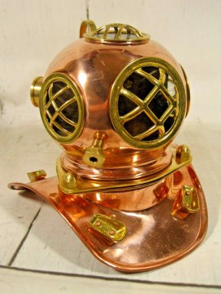Deep Sea Diving / Scuba Helmet.  Copper & Brass 7” Tall Mini Desk Display