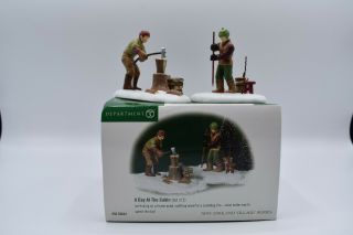 Department 56 England Village Series A Day At The Cabin Retired Set Of 2