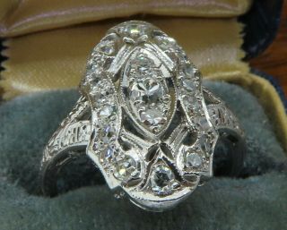 Vintage 18k gold ART DECO ANTIQUE 1920 ' s.  70 CT.  DIAMOND FILIGREE ESTATE ring 2