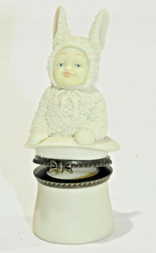 Snowbunnies - Abracadabra - Hinged Bisque Porcelain Trinket Box -