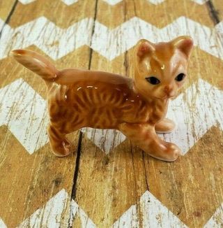 Miniature Orange Tabby Cat Kitty Kitten Standing Porcelain Figurine