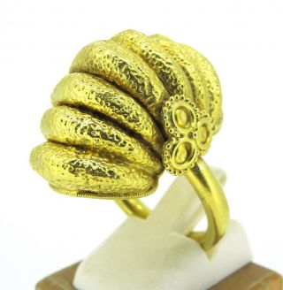 Ilias Lalaounis 18k Yellow Gold Hand Hammered Very Rare Ring Size 7.  25