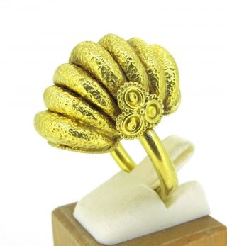 Ilias Lalaounis 18k Yellow Gold Hand Hammered Very Rare Ring Size 7.  25 2