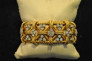 David Webb Style Plat & 18k Yg Woven Design Bracelet W/ 8 Ct Diamonds - Est $75k