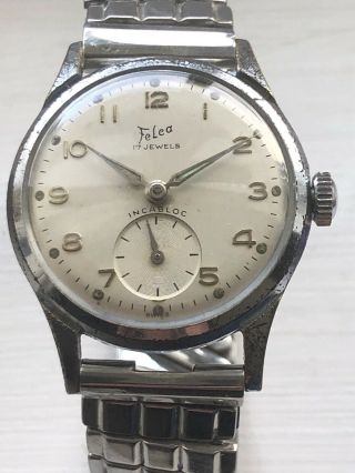 Vintage 1950s Mens Watch Felca 17 Jewels Swiss Made Sub Seconds Gwo Wonderful