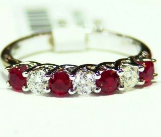 . 93ct 14k Gold Natural Cut Ruby White Diamond Vintage Halo Engagement Band