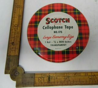 Scotch Brand Cellulose Tape Tin No.  175 Round Advertising Vintage Empty - E19
