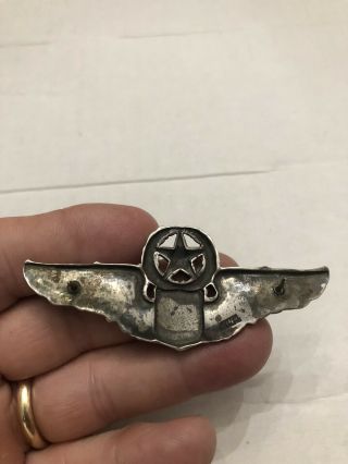 Vintage Sterling Silver Command USAAF 3” Full Size Pilot Wings Badge/pin Josten 2