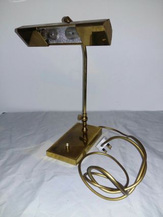 Vintage Solid Brass Adjustable Bankers Desk Lamp