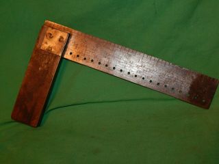 Antique Hand Crafted? Hard Wood & Brass Large Carpenters Square,  12 " ”