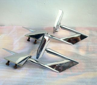 Vintage 50´s 60´s 2 Rocket Style Chrome Side Mirrors Ford Muscle Cars Space Age