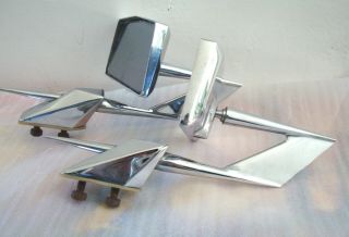 VINTAGE 50´s 60´s 2 ROCKET STYLE CHROME side MIRRORS Ford MUSCLE CARS SPACE AGE 2