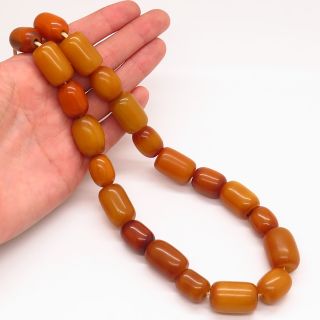 Vintage Natural Baltic Butterscotch Egg Yolk Amber Bead Chain Necklace 27 "