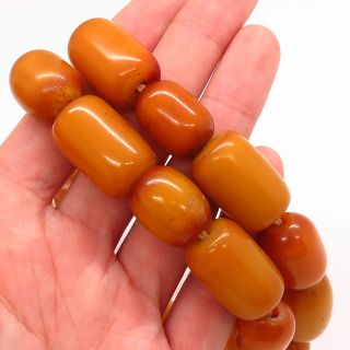 Vintage Natural Baltic Butterscotch Egg Yolk Amber Bead Chain Necklace 27 