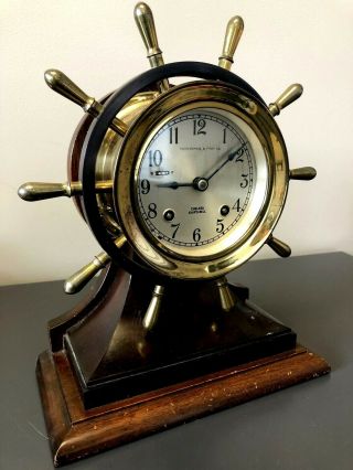 Chelsea Clock Co.  " Mariner " Ship Bell Mantle Clock Running And Striking