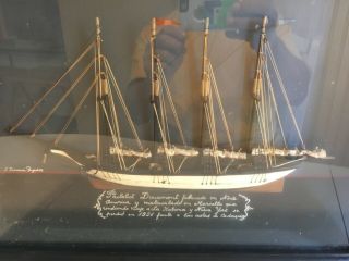 Antique Model Ship,  Hand Made In Spain,  Rare Great For Beach House Signed
