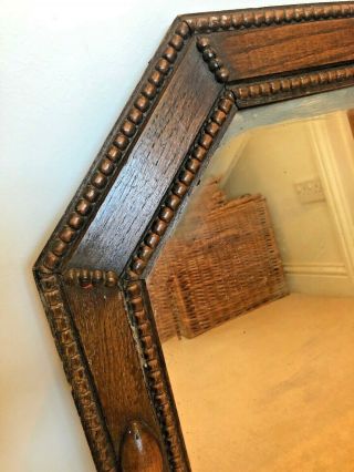 Large Mirror,  Beveled Edged Mirror,  Heavily Carved Oak Frame 2