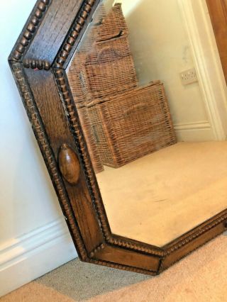 Large Mirror,  Beveled Edged Mirror,  Heavily Carved Oak Frame 3