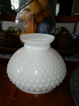 Vintage Hobnail White Milk Glass Hurricane Gwtw Table Lamp Shade 7 " Fitter