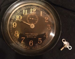 Antique Bakelite Seth Thomas Mark 1 Deck Clock Us Navy 1940 Wwii Workings Clock.