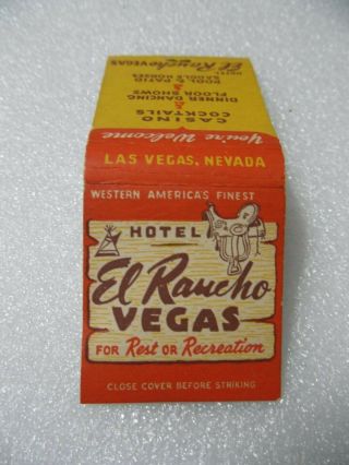 Las Vegas " Older " Hotel El Rancho Vegas Casino Hotel Matchbook Matchcover 2