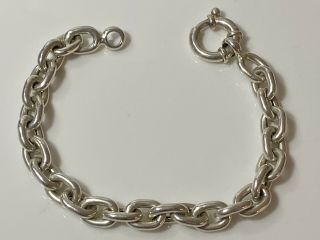 Heavy Hallmarked Vintage Solid Sterling Silver Chain Link Bracelet 19.  5g - 8”