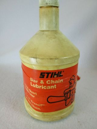 Vintage Stihl Chainsaw Bar & Chain Lubricant Empty 1 Quart Plastic Oil Bottle