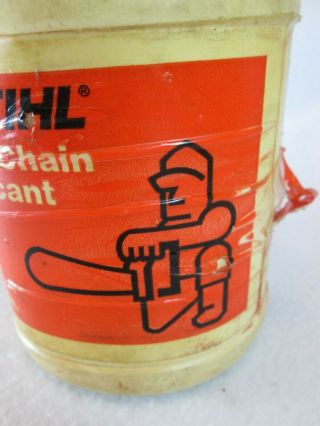 Vintage Stihl Chainsaw bar & chain lubricant empty 1 quart plastic oil bottle 2