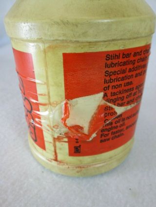 Vintage Stihl Chainsaw bar & chain lubricant empty 1 quart plastic oil bottle 3
